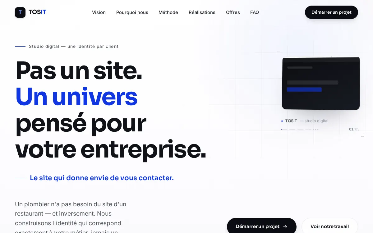 Aperçu du hero du site TOSIT.